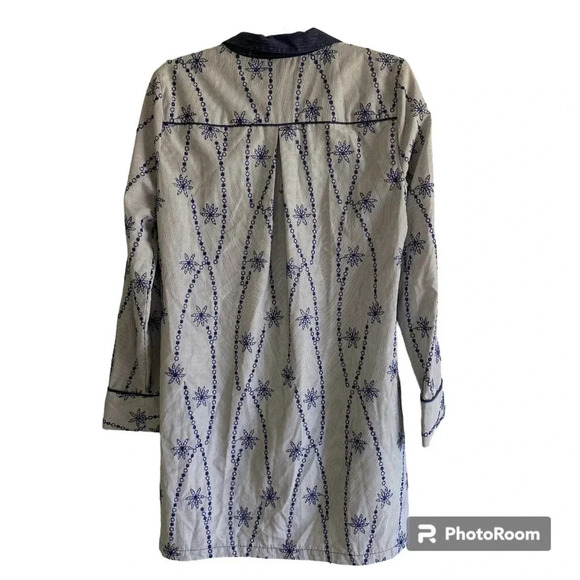 BCBGeneration Floral Striped Long  Sleeve Coastal Shift Dress Blue Size M - Picture 4 of 14